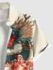 Plus Size Floral Branch Dragon Print Button Pocket Shirt For Men -  