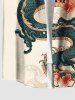 Plus Size Floral Branch Dragon Print Button Pocket Shirt For Men -  