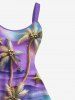 Robe débardeur grande taille à imprimé ombré cocotier et étoiles de mer hawaïenne - Pourpre  1X