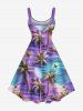 Robe débardeur grande taille à imprimé ombré cocotier et étoiles de mer hawaïenne - Pourpre  1X