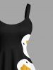 Robe Débardeur Pin-Up Imprimée Oie Grande Taille - Noir M