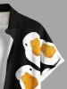 Plus Size Cute Goose Print Hawaii Button Pocket Shirt For Men -  