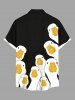 Plus Size Cute Goose Print Hawaii Button Pocket Shirt For Men -  