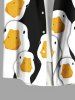 Plus Size Cute Goose Print Hawaii Button Pocket Shirt For Men -  