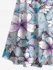 Maxi Robe Ligne A à Bretelle Croisée Fleur Imprimée à Epaule Dénudée de Grande Taille - Bleu clair XXS