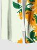 Plus Size Sunflower Print Hawaii Button Pocket Shirt For Men -  