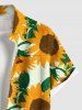 Plus Size Sunflower Print Hawaii Button Pocket Shirt For Men -  