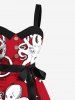 Robe Ligne A Boutonnée Pieuvre Imprimée de Grande Taille avec Ceinture Amovible - Rouge 4X