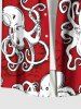 Plus Size Octopus Print Hawaii Button Pocket Shirt For Men -  