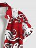 Plus Size Octopus Print Hawaii Button Pocket Shirt For Men -  