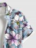 Plus Size Flower Print Hawaii Button Pocket Shirt For Men -  