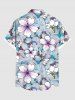 Plus Size Flower Print Hawaii Button Pocket Shirt For Men -  