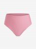 Maillot de Bain Tankini Asymétrique Fleur Marguerite Imprimée de Grande Taille à Col Halter - Rose clair 5X