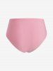 Maillot de Bain Tankini Asymétrique Fleur Marguerite Imprimée de Grande Taille à Col Halter - Rose clair 5X