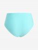 Maillot de Bain Tankini Asymétrique Fleur Marguerite Imprimée de Grande Taille à Col Halter - Bleu clair L