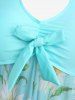 Plus Size Daisy Flowers Print Bowknot Halter Asymmetrical Tankini Swimsuit -  