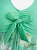 Plus Size Daisy Flowers Print Bowknot Halter Asymmetrical Tankini Swimsuit -  