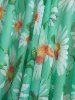 Plus Size Daisy Flowers Print Bowknot Halter Asymmetrical Tankini Swimsuit -  