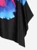 Plus Size Watercolor Abstract Landscape River Print Ruched Asymmetrical Tankini Swimsuit -  
