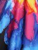 Plus Size Watercolor Abstract Landscape River Print Ruched Asymmetrical Tankini Swimsuit -  
