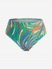 Plus Size Colorful Chrysanthemum Flowers Print Bowknot Shoulder Tankini Swimsuit -  