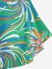 Plus Size Colorful Chrysanthemum Flowers Print Bowknot Shoulder Tankini Swimsuit -  