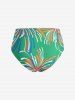 Plus Size Colorful Chrysanthemum Flowers Print Bowknot Shoulder Tankini Swimsuit -  