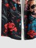 Chemise Imprimé Branche D'arbre Floral et Crâne Grande Taille avec Poche en Avant pour Homme - Multi-A 4XL