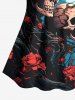 Tree Branch Floral Moon Skull Print Tankini Top(Adjustable Shoulder Strap) -  