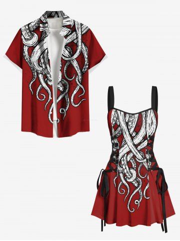 Octopus Print Matching Beach Outfit For Couples