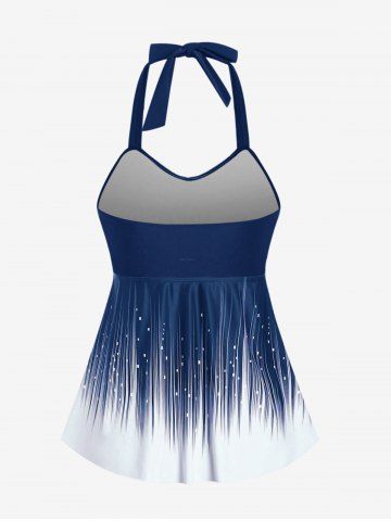 Plus Size Halter Backless Empire Waist Modest Boyshorts Tankini Swimsuit