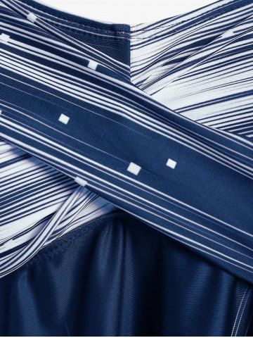 Plus Size Halter Backless Empire Waist Modest Boyshorts Tankini Swimsuit