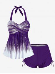 Plus Size Halter Backless Empire Waist Modest Boyshorts Tankini Swimsuit -  
