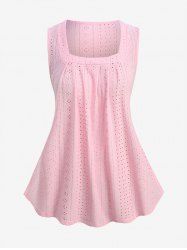 Plus Size Jacquard Hollow Out Ruched Tank Top -  