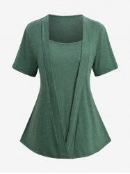 Haut Jointif Coupe en V 2 en 1 - Vert 5XL