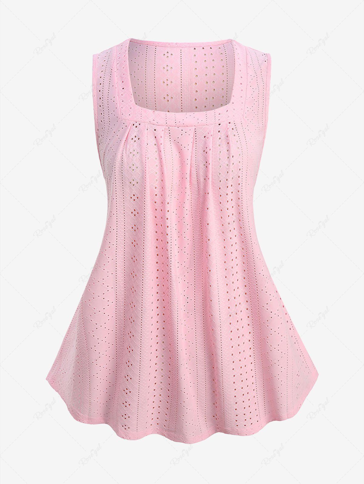 Shops Plus Size Jacquard Hollow Out Ruched Tank Top  