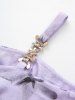 Flower Print Twist Convertible Collar Top and Split Lace Up Topstitching Pocket Flare Pants Plus Size Outfit -  