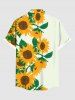 Tenue Trapèze Grande Taille Imprimé Tournesol Contrastant pour la Plage - Blanc 
