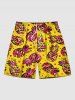 Costume de Plage Grande Taille Imprimé Pois et Ananas - Jaune 