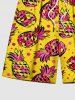 Costume de Plage Grande Taille Imprimé Pois et Ananas - Jaune 