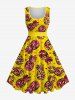 Costume de Plage Grande Taille Imprimé Pois et Ananas - Jaune 