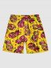 Costume de Plage Grande Taille Imprimé Pois et Ananas - Jaune 
