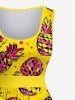 Costume de Plage Grande Taille Imprimé Pois et Ananas - Jaune 