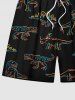 Stick Figure Dinosaur Print Plus Size Matching Hawaii Beach Outfit For Couples -  