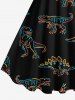 Stick Figure Dinosaur Print Plus Size Matching Hawaii Beach Outfit For Couples -  