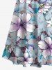 Tenue de Plage Grande Taille Imprimé à Fleurs Assorti pour la Plage - Bleu clair 