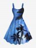 Tenue de Plage Grande Taille Imprimé Arbre et Noix de Coco Hawaii - Bleu Ciel 