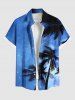 Tenue de Plage Grande Taille Imprimé Arbre et Noix de Coco Hawaii - Bleu Ciel 
