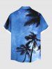 Tenue de Plage Grande Taille Imprimé Arbre et Noix de Coco Hawaii - Bleu Ciel 