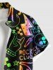 Colorful Ombre Skull Guitar Star Letters Music Symbol Print Plus Size Matching Hawaii Beach Outfit For Couples -  